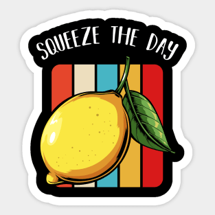 Lemon - Squeeze The Day - Funny Retro Style Fruit Pun Sticker